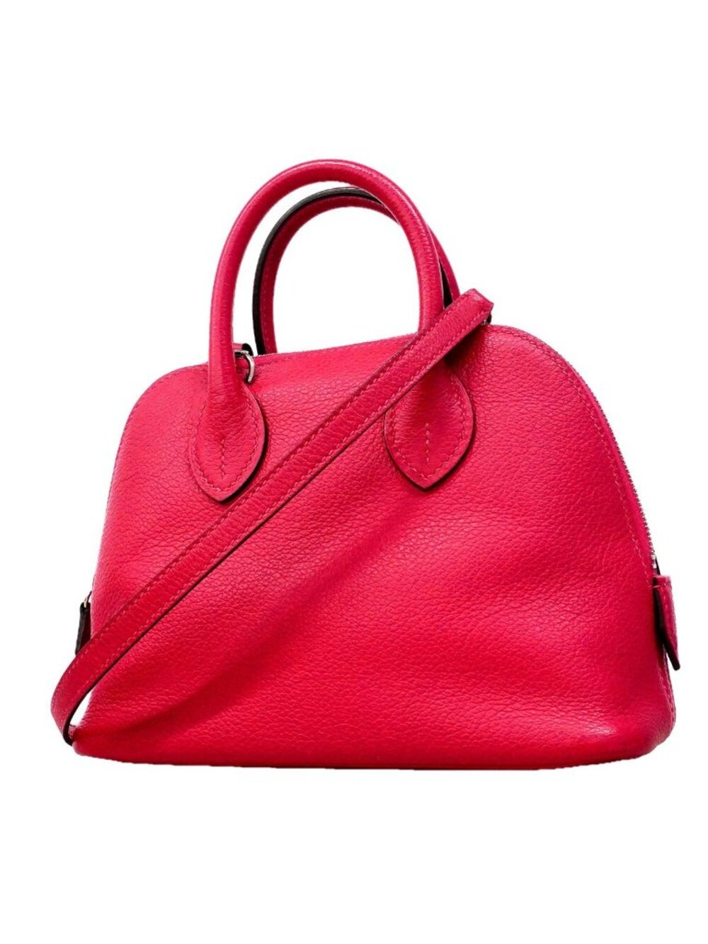 Hermes Handbag Bolide 1923 Mini Verso Evercolor Fran Fleece Rouge Ash Silver